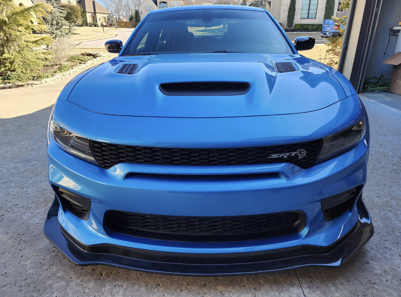 carbon fiber front chin spoiler for 2020-2022 Dodge Charger Widebody