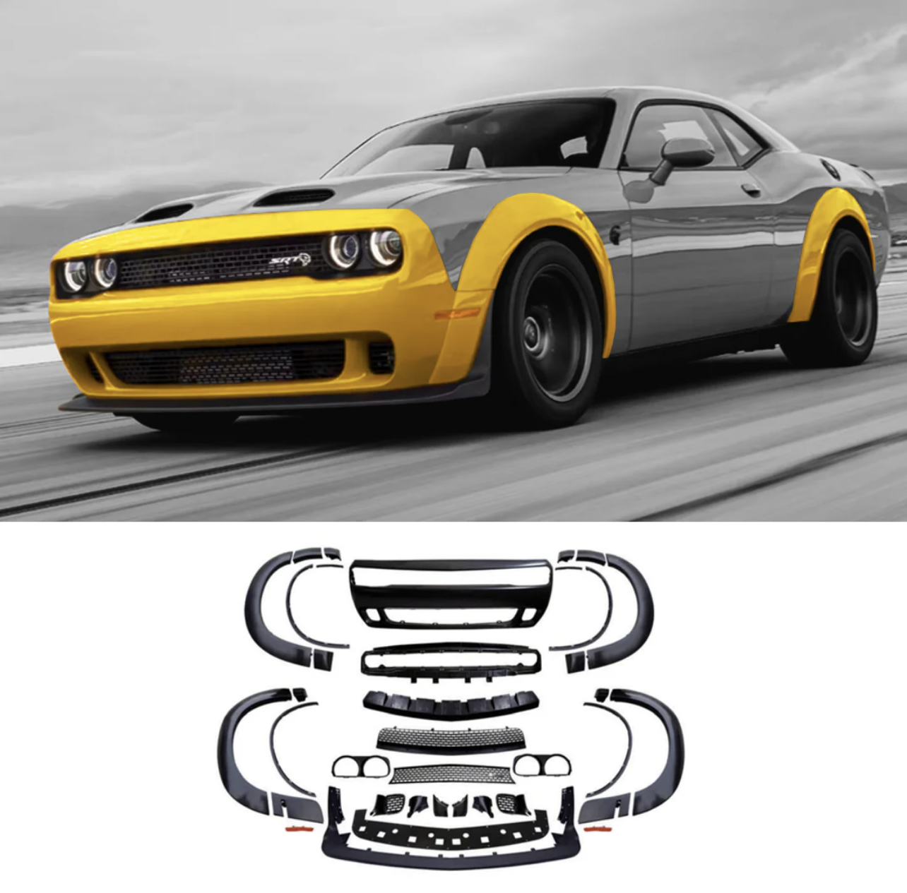 2015-2023 Dodge Challenger Full Complete / SRT Hellcat Widebody Kit Front and Rear Bumper