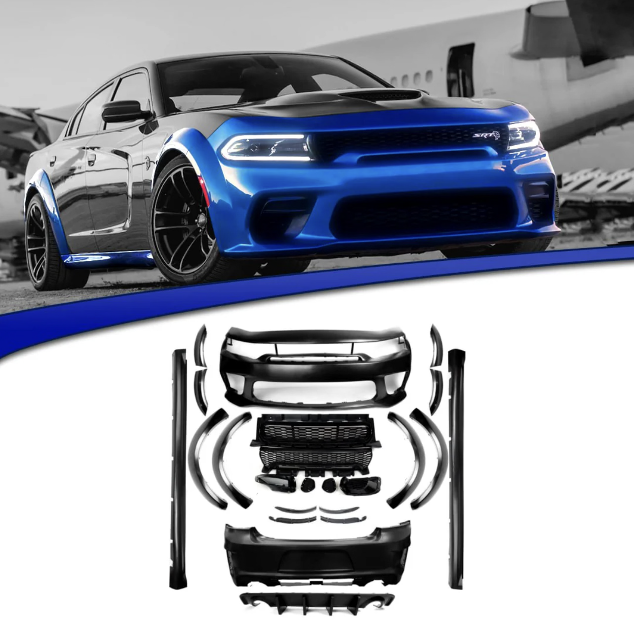 2015-2023 Dodge Charger Full Complete / SRT Hellcat Widebody Kit Front and Rear Bumper